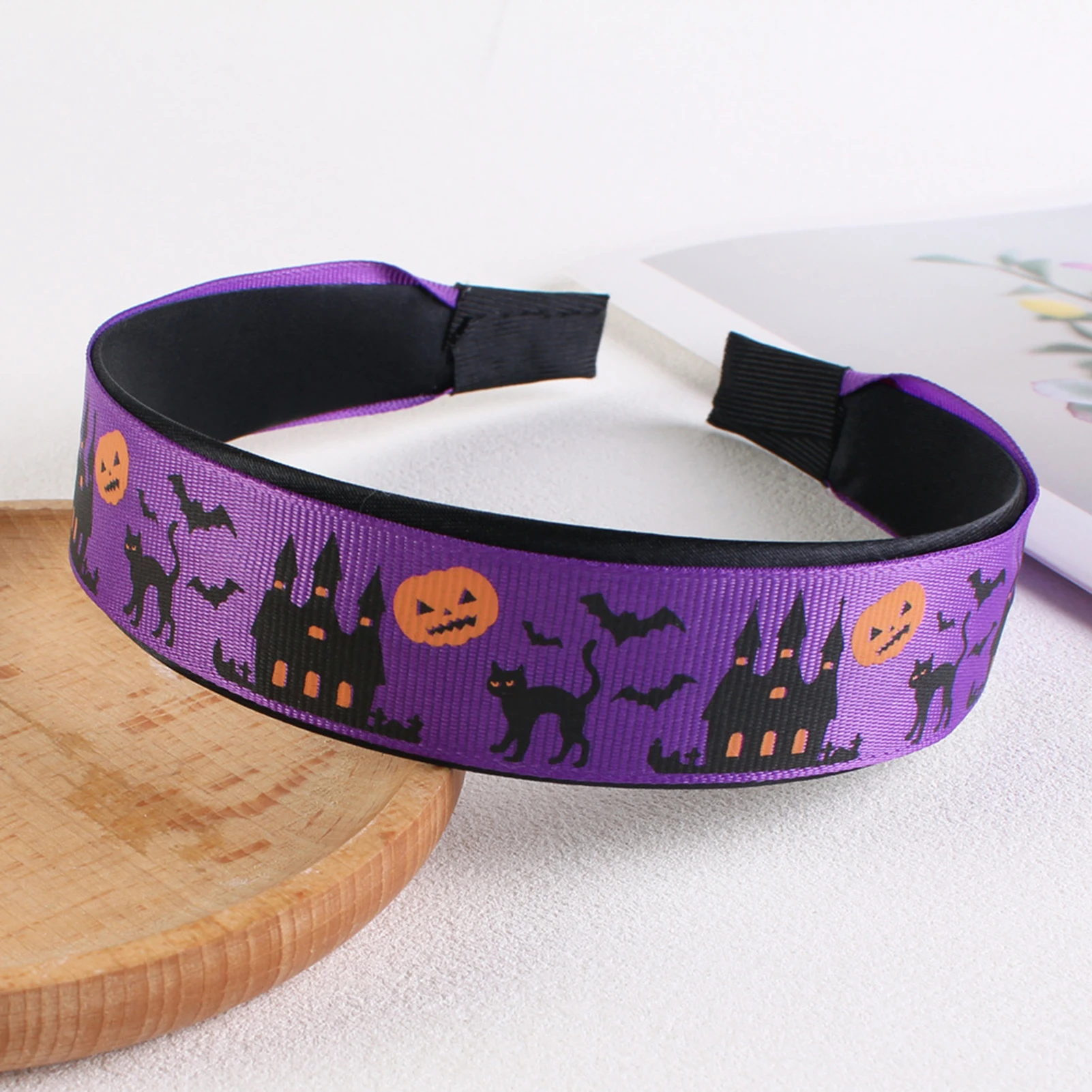 Picture 7: Halloween Ghost Print Hair Hoop Wide Headband Crown Hair Accessories for Kids Adult Costume Halloween Party Decoration