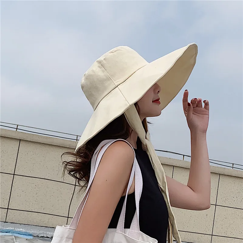 Japanese sunshade female spring and summer sunscreen free to fold big brim sun hat fisherman hat cover face oversized hair