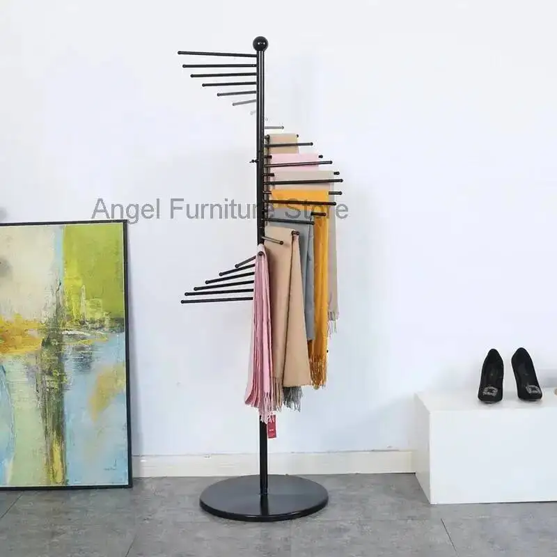 

floor scarf shelf Golden creative rack display hanging silk scarf clothing store pants display rack multi-functional round