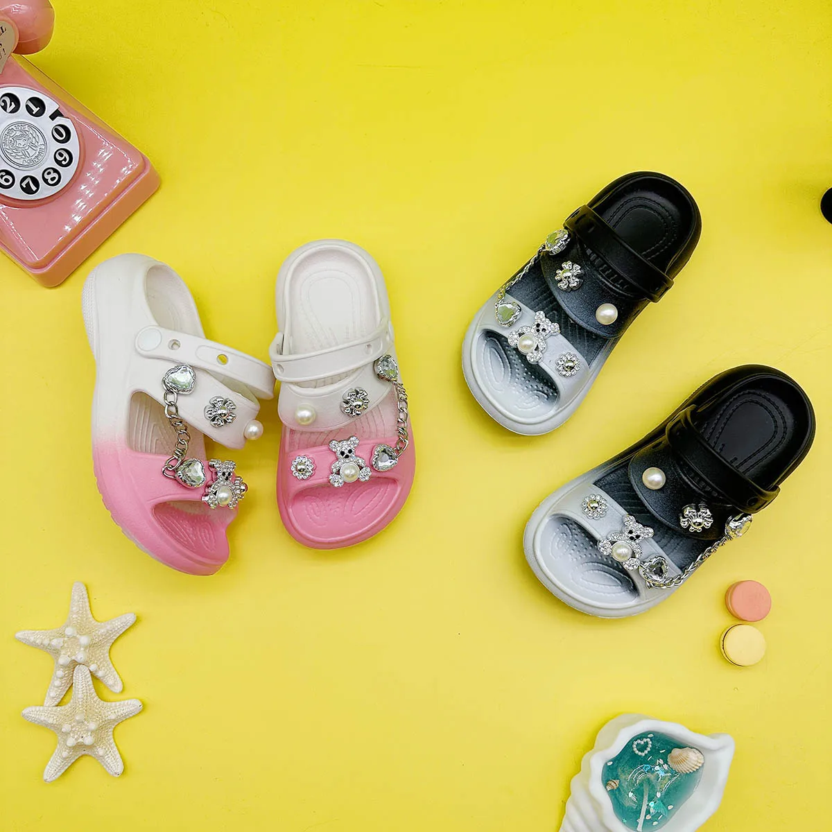 Pantuflas de Dibujos Animados de Oso Plateado para Padres e Hijos, Sandalias Antideslizantes de Suela Plana para Niños y Niñas, Modelo 811, Gran Venta