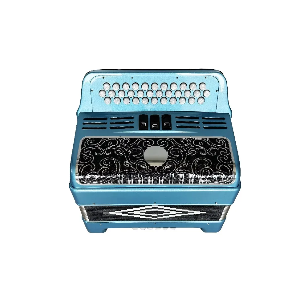 أداة الأكورديون Diatonic عالية الجودة 34 أزرار 12 باس 3 سجلات أزرق معدني JB3412C الأكورديون شواية سوداء فضية