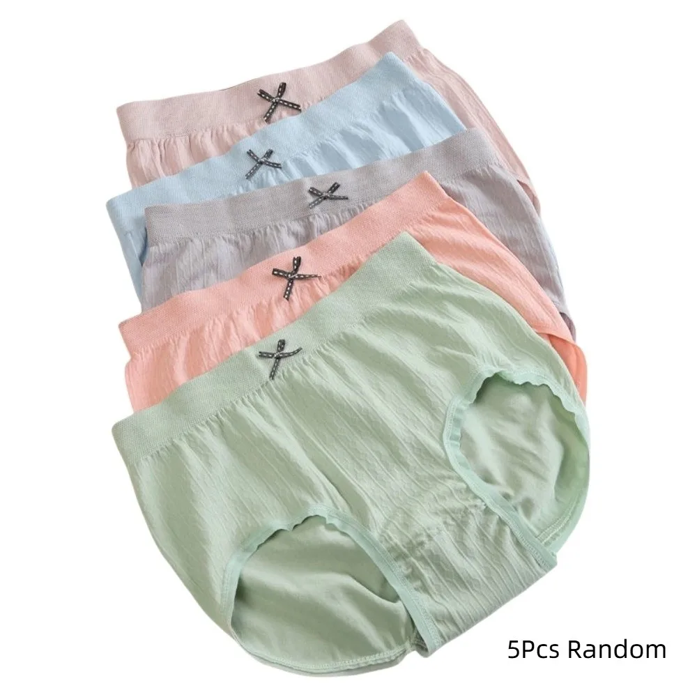 

5Pcs Sweet Low Waist Women Panties Set Underwear Bowknot Ruffles Briefs Elastic Comfortable Bow Underpants Daily Sports