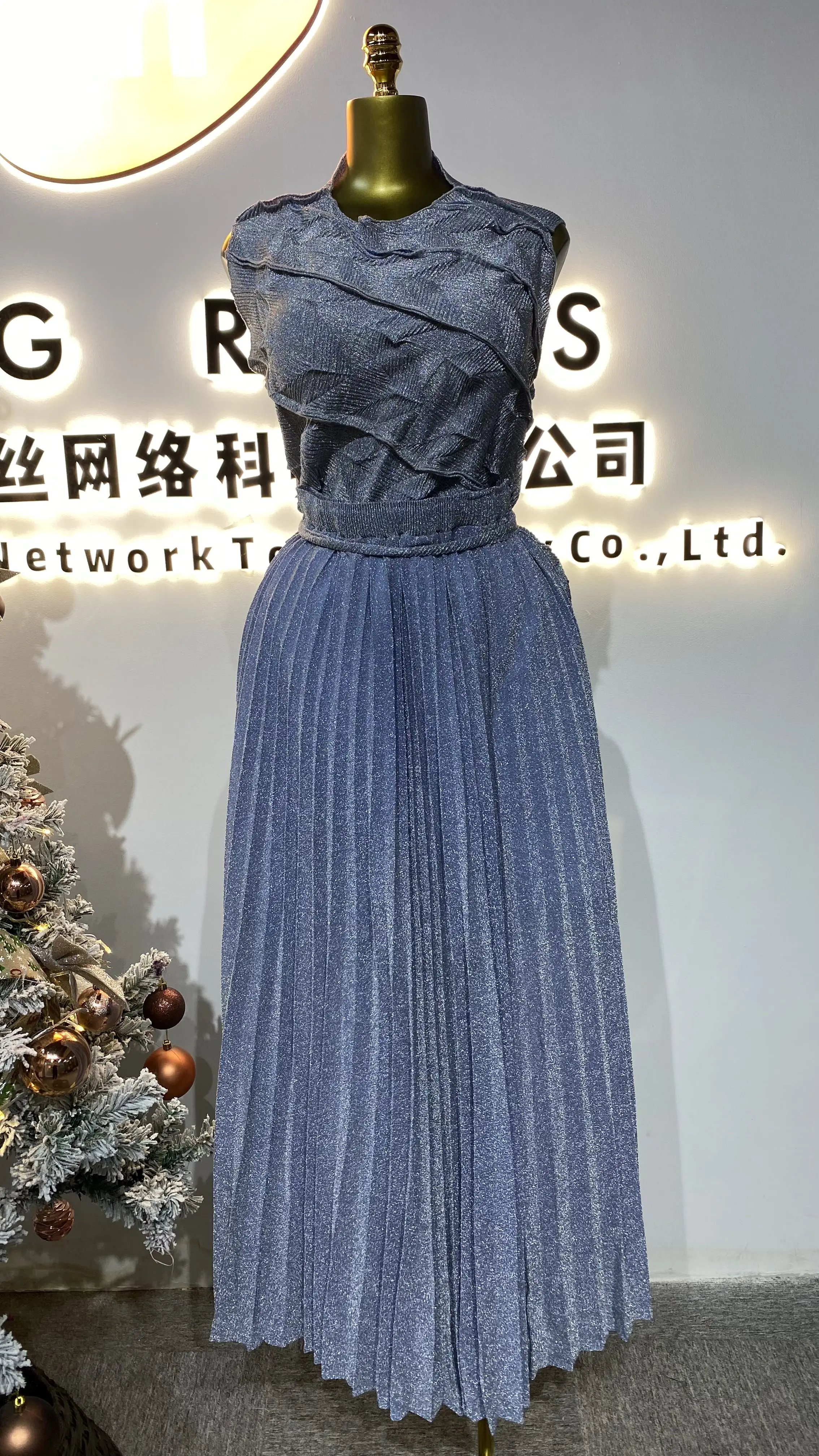 2025 Spring Sexy Street Wear Women's Boutique Sleeveless Irregular Top and Wide Leg Pleated Pants 2-Piece Set-GZMM213