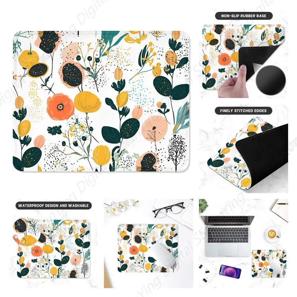 Beautiful Floral Pattern Anti Slip Rubber Desktop Mouse Pad Suitable For Gaming Office Laptop Mouse Pad 25*30cm