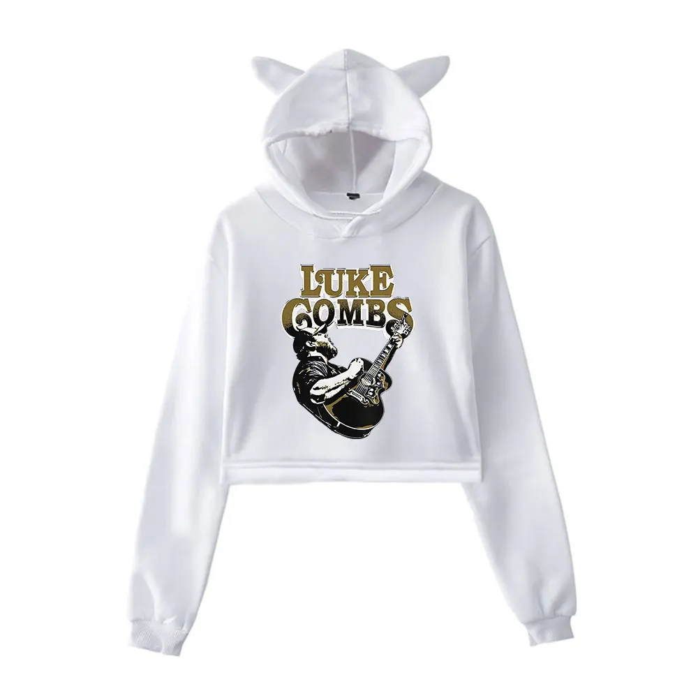 Luke Combs Vintage 90s Streetwear Hoodie Merch Hoodies Sweatshirts for Girls Cat Ear Crop Fashion Sports Pullover