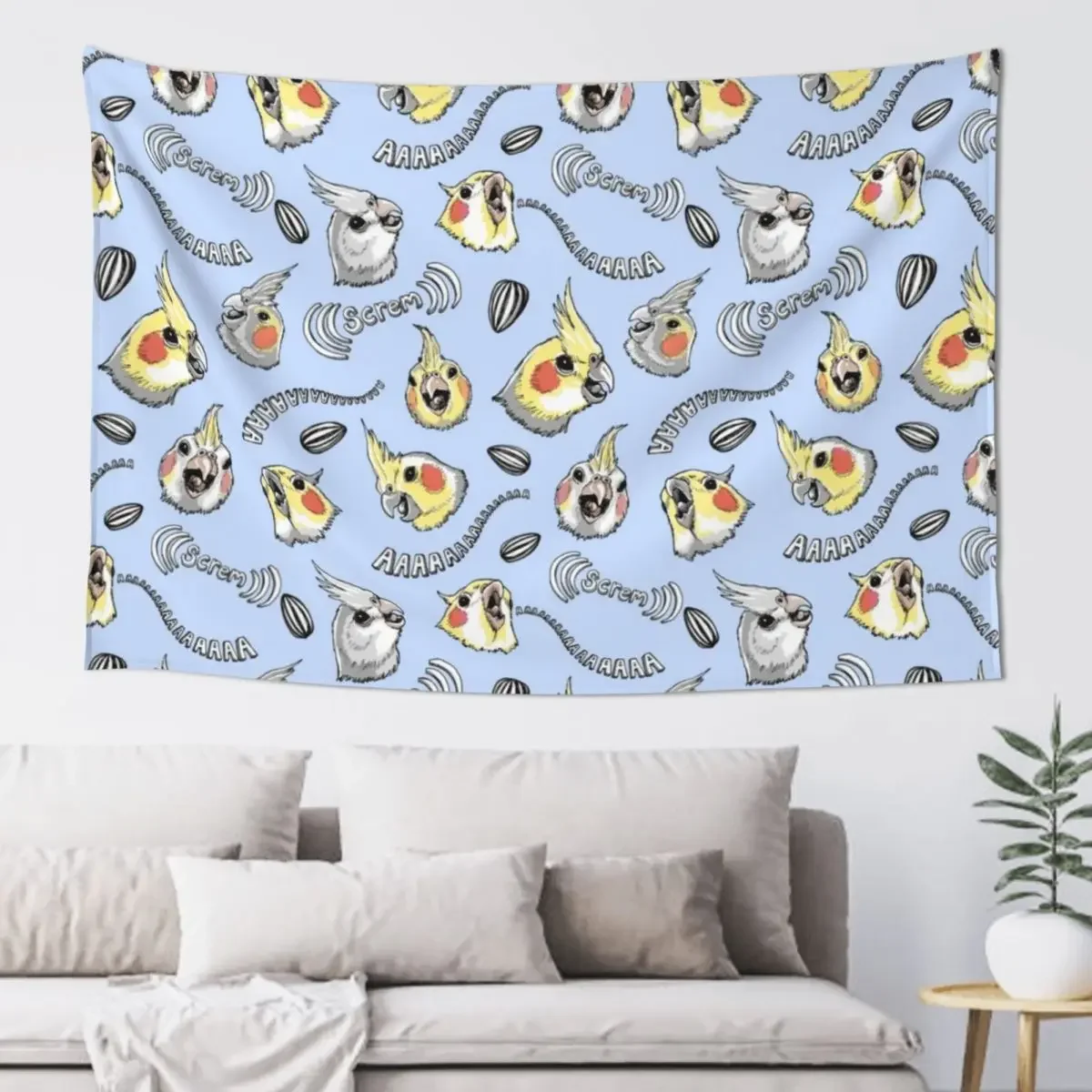 

Cockatiel Screm(Light blue) Tapestry Wall Decorations Cute Decor Things To Decorate The Room Tapestry