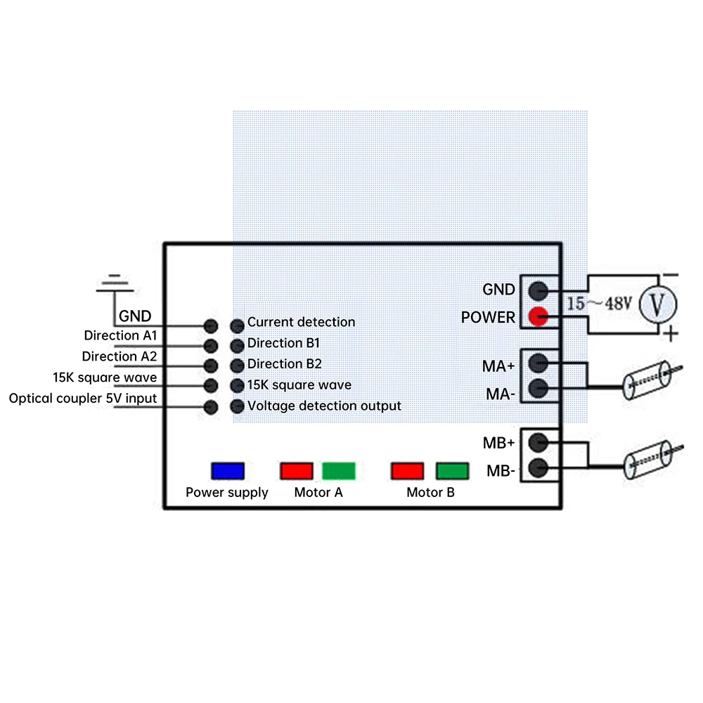 DC9V-30V 12-48 فولت 60A 100A ثنائي القناة PWM محرك تيار مباشر وحدة مجلس عالية التردد H-جسر Optocoupler عزل المحرك محرك