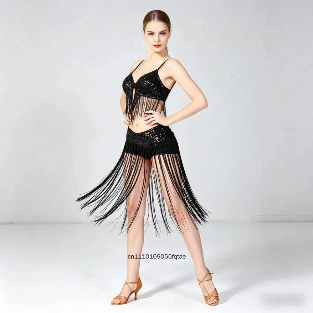 Kids Girls Belly Dance Long Tassel Hip Scarf Skirt Oriental Dance Practice Wrap Skirt Children Performance Bellydance Costume 9