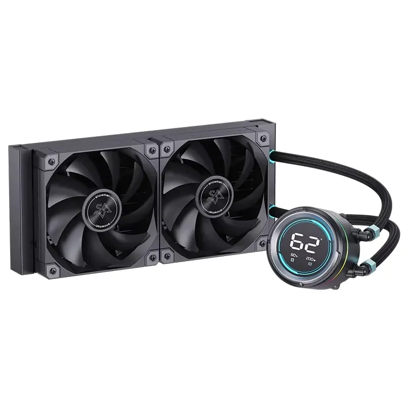 for 240mm AIO Liquid Cooler Digital Screen Temp Monitor No RGB Pump Fluid Bearings PC Computer Case Cooling System