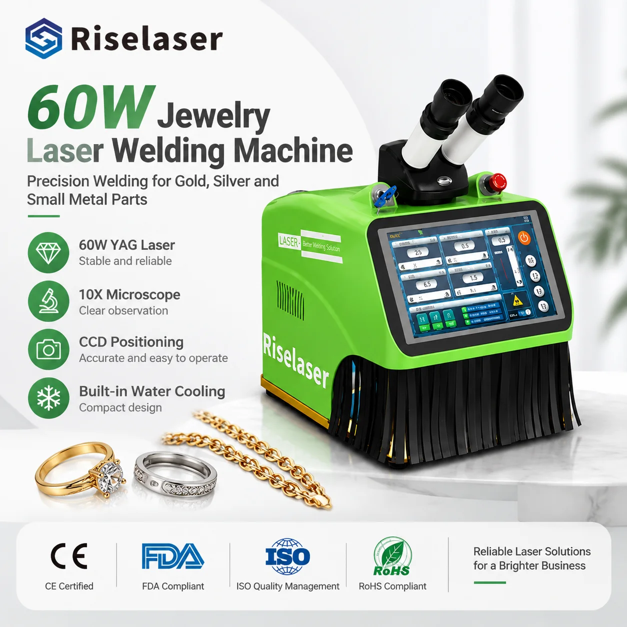 60W YAG Jewelry Laser Welder Gold Silver Spot Welding Machine For Precision Jewelry Repair With CCD Camera Microscope