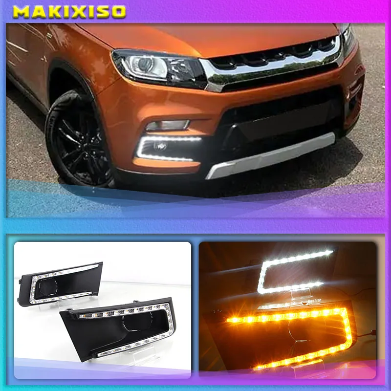 

for SUZUKI Vitara brezza 2015 - 2017 LED DRL Daytime Running Lights Daylight with yellow turn signal Styling light