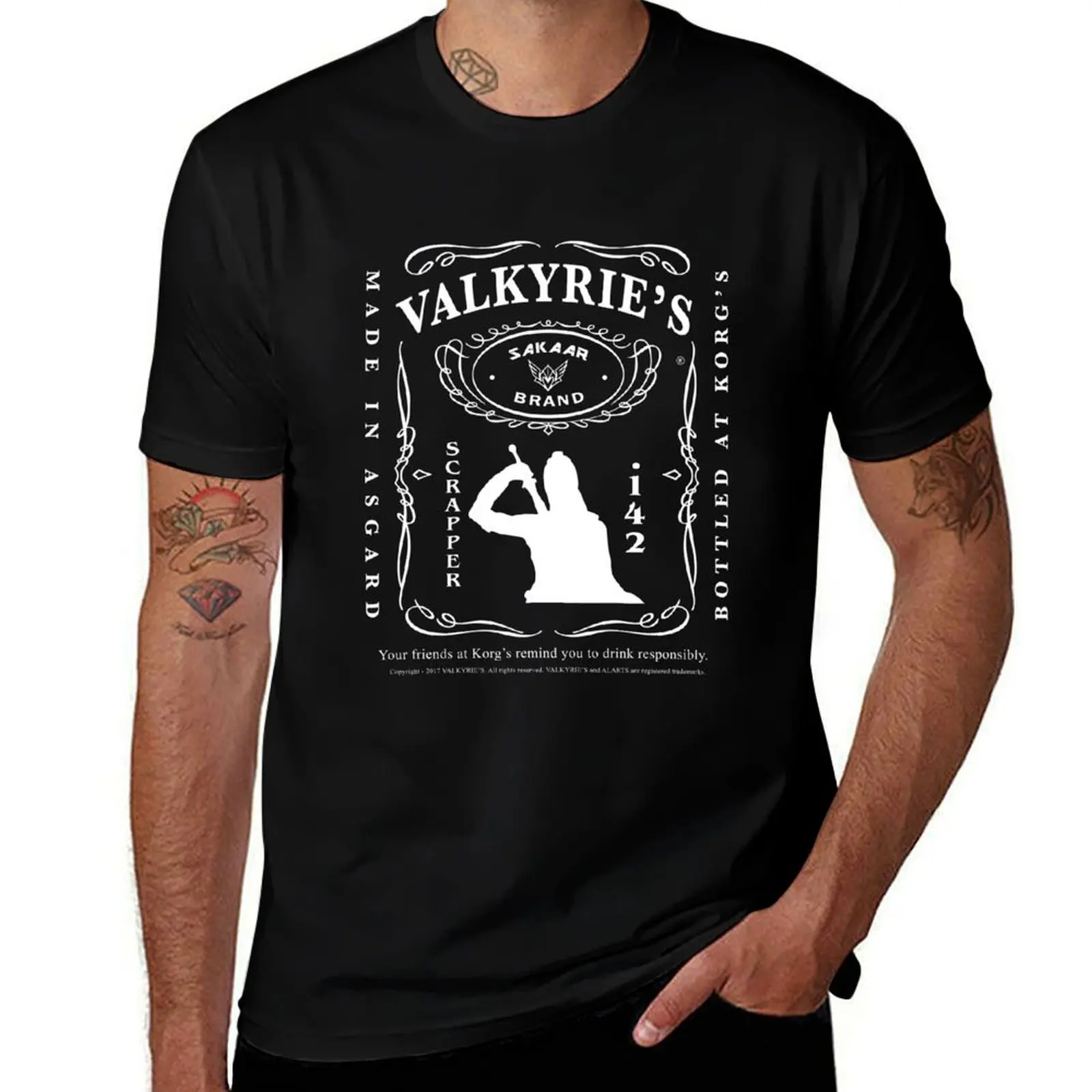 

Valkyrie's Liquor - Bottled At Korg's T-Shirt football t shirt man clothes T-shirt men