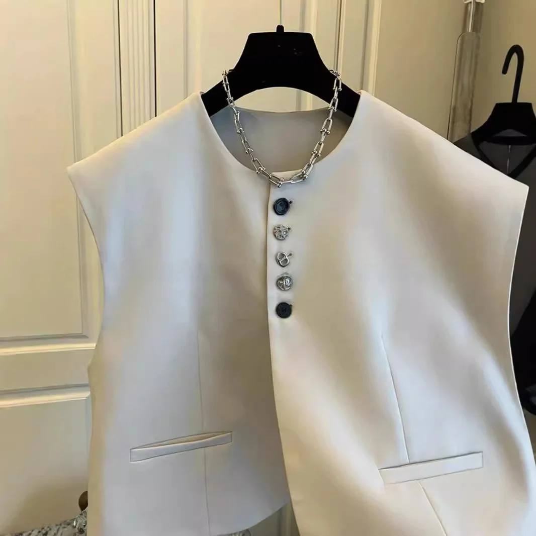 Gilet décontracté pour femme, col en V, bouton unique, Thiened, printemps automne, superposition polyvalente, vêtement d'extérieur tendance