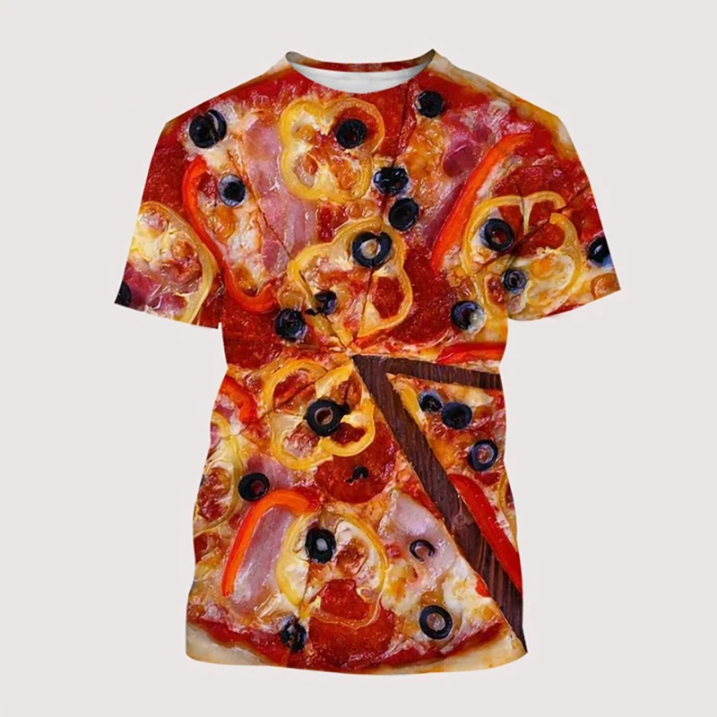 Summer Funny Pizza T-Shirts Food 3D Print Streetwear Men Women Casual Fashion Oversized T Shirt Harajuku Kids Tees Tops Clothing