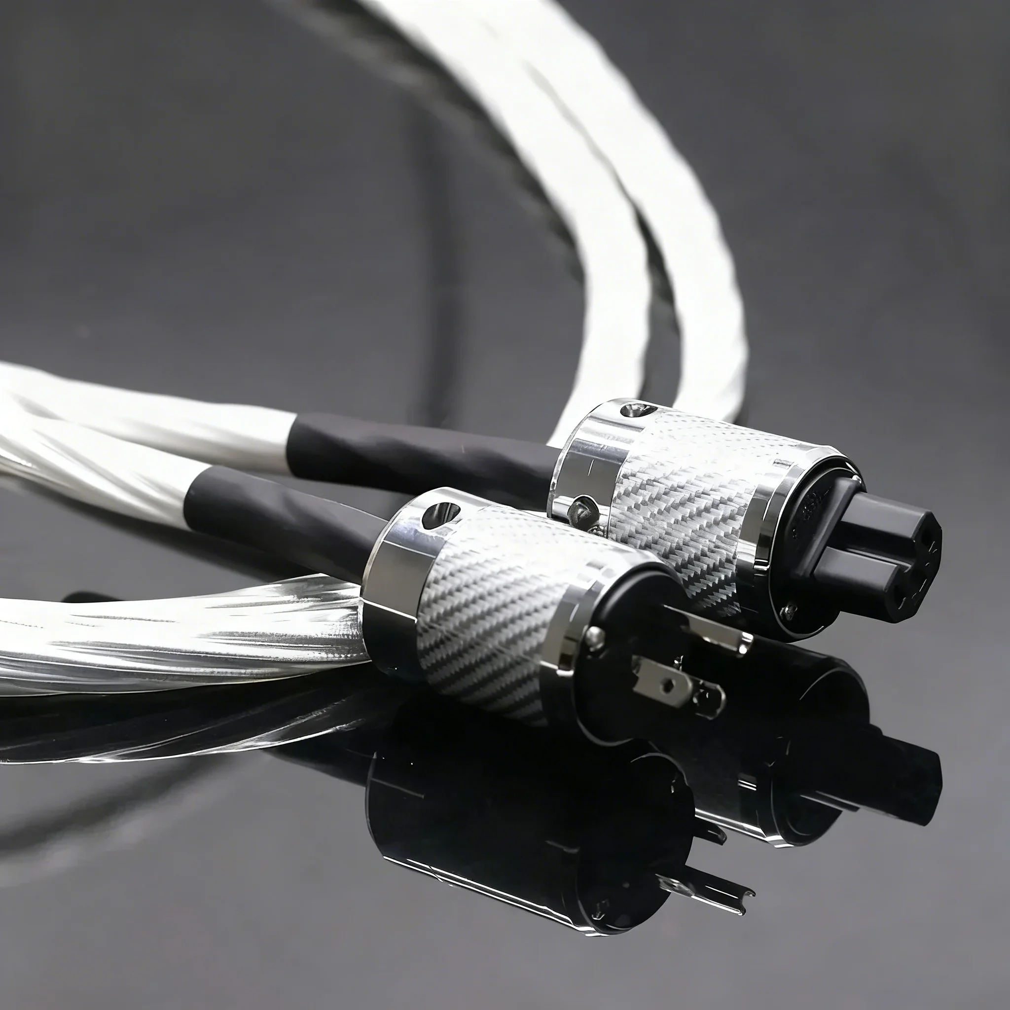 Power Cable Hifi AC Power Cord 8N OCC Slive Plated US EU Plug Socket Connector AC Cord Line 7 Cores Audio Power Cables