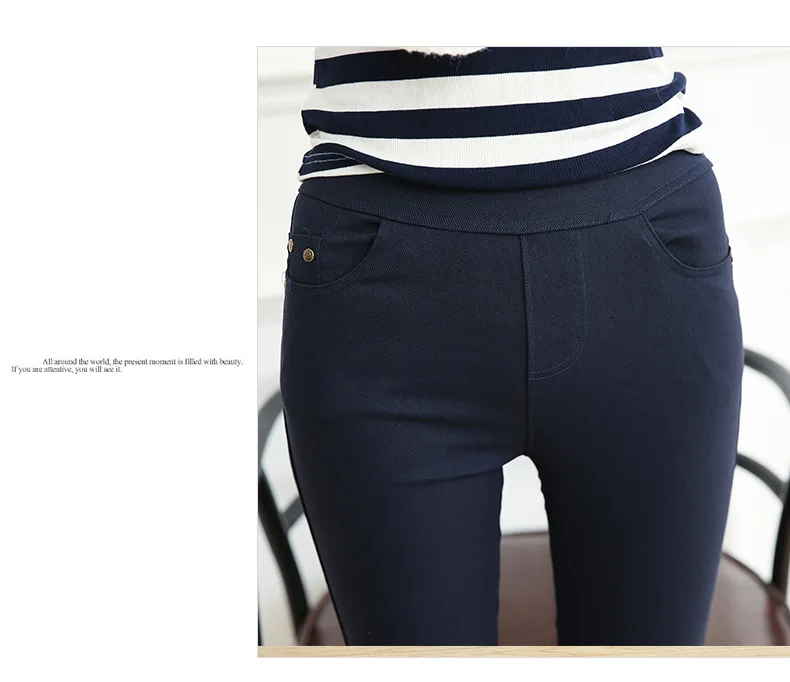 Thiened-mallas de otoño y primavera para mujer, pantalones ket de nueve puntos, pantalones informales para ir al trabajo, mezcla de fibra de cintura l