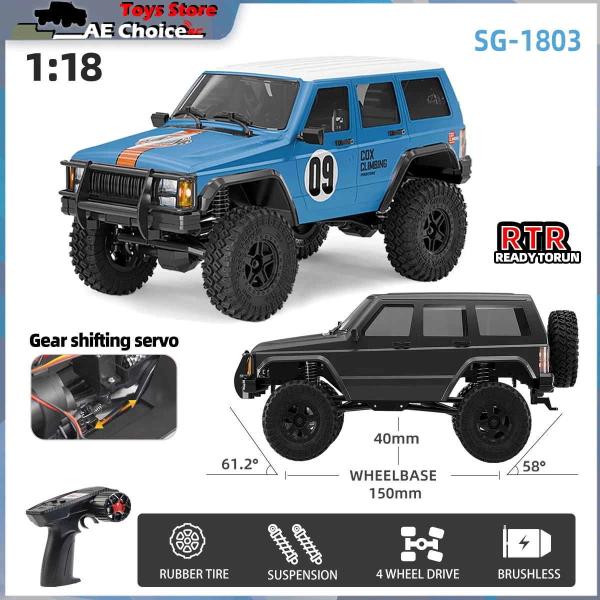 

SG1803 1/18 Full Scale Simulation Model Racing 4WD Speed RC Car 2.4G RTR Climbing Electric Rock Crawler Car Toys for Kids Gift