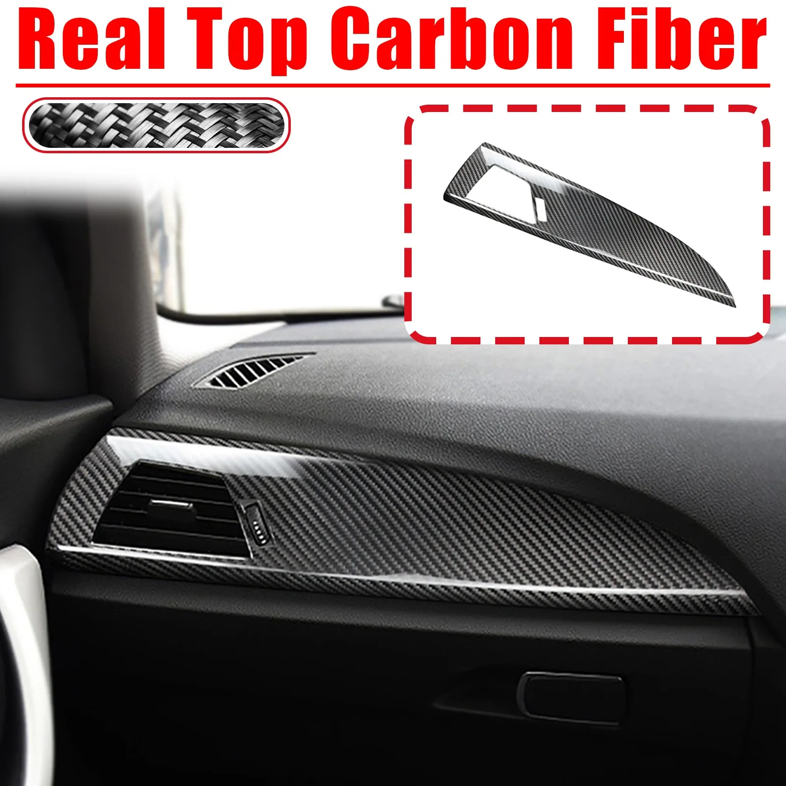 For BMW 1 Series F20 F21 2012-2019 Accessories Real Carbon Fiber Interior Trim Car Dashboard Panel Cover Decal Sticker
