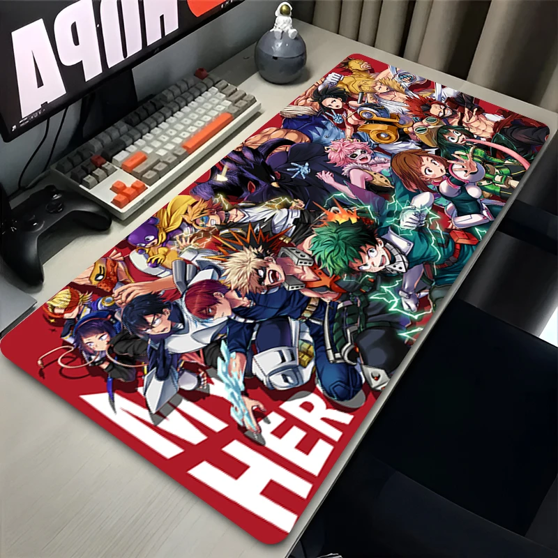 Alfombrilla de ratón Anime My Hero Academia, alfombrilla de ratón grande XXL, accesorios para juegos de ordenador, alfombrilla de escritorio de goma antideslizante, alfombrilla de juego suave