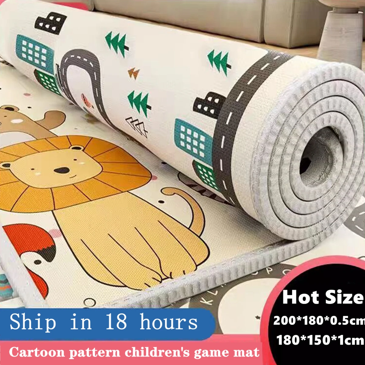 200x180cm Thick 1cm Giraffe Lion Baby Play Mat Puzzle Children\'s Mat Baby Climbing Pad Kids Rug Baby Games Mat Toys for Children