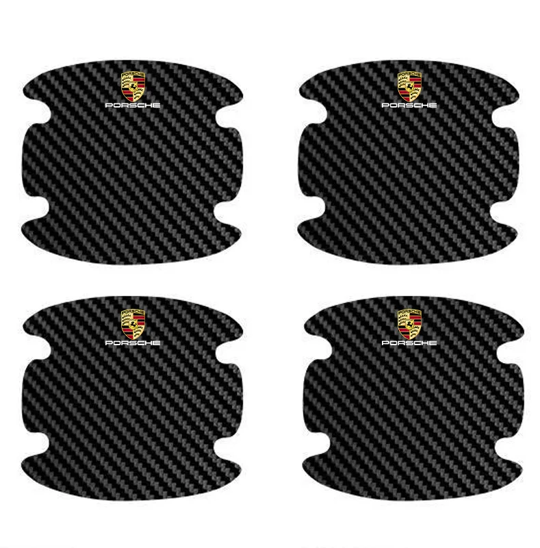 8pcs/Set Car Door Handle Protector Door Bowl Stickers For Porsche Cayenne Panamera Macan 911 718 Taycan Boxster Cayman 918 Pajun