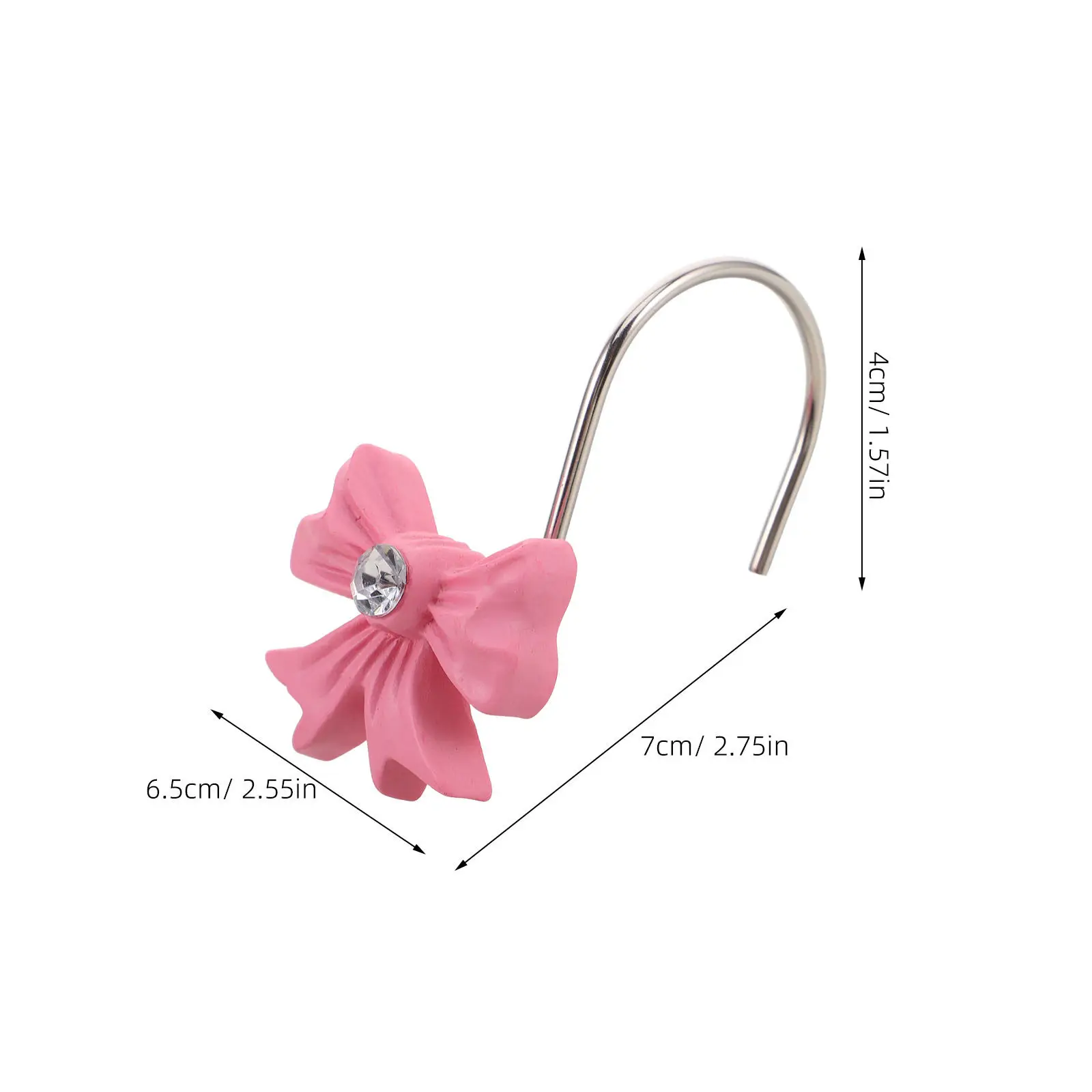 12Pcs Resin Bow Knot Curtain Hooks Decorative Bathroom Shower Curtain Rings Drapes Holders Cute Decor Drape Hooks view 2