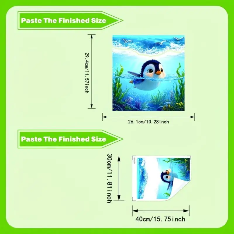 【YA】Cute Swimming Penguin Toilet Sticker Durable Scratch Resistant Waterproof Decal for Toilet Lid Tank Bathroom Decor