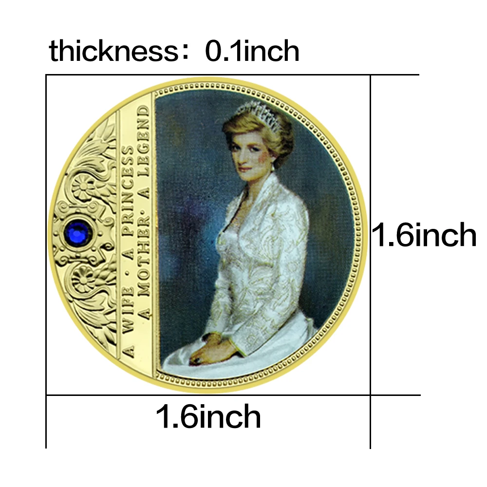 Princess Diana Commemorative Coin Nice Royal Challenge Coin The Last Rose of England Gold/Silver Plated Coin Fans Collection