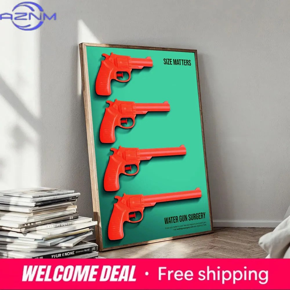 

AZNM American Retro Toy Gun Decoration Painting, Fun and Humorous Slogan Art Print, Living Room Wall Decoration Painting,