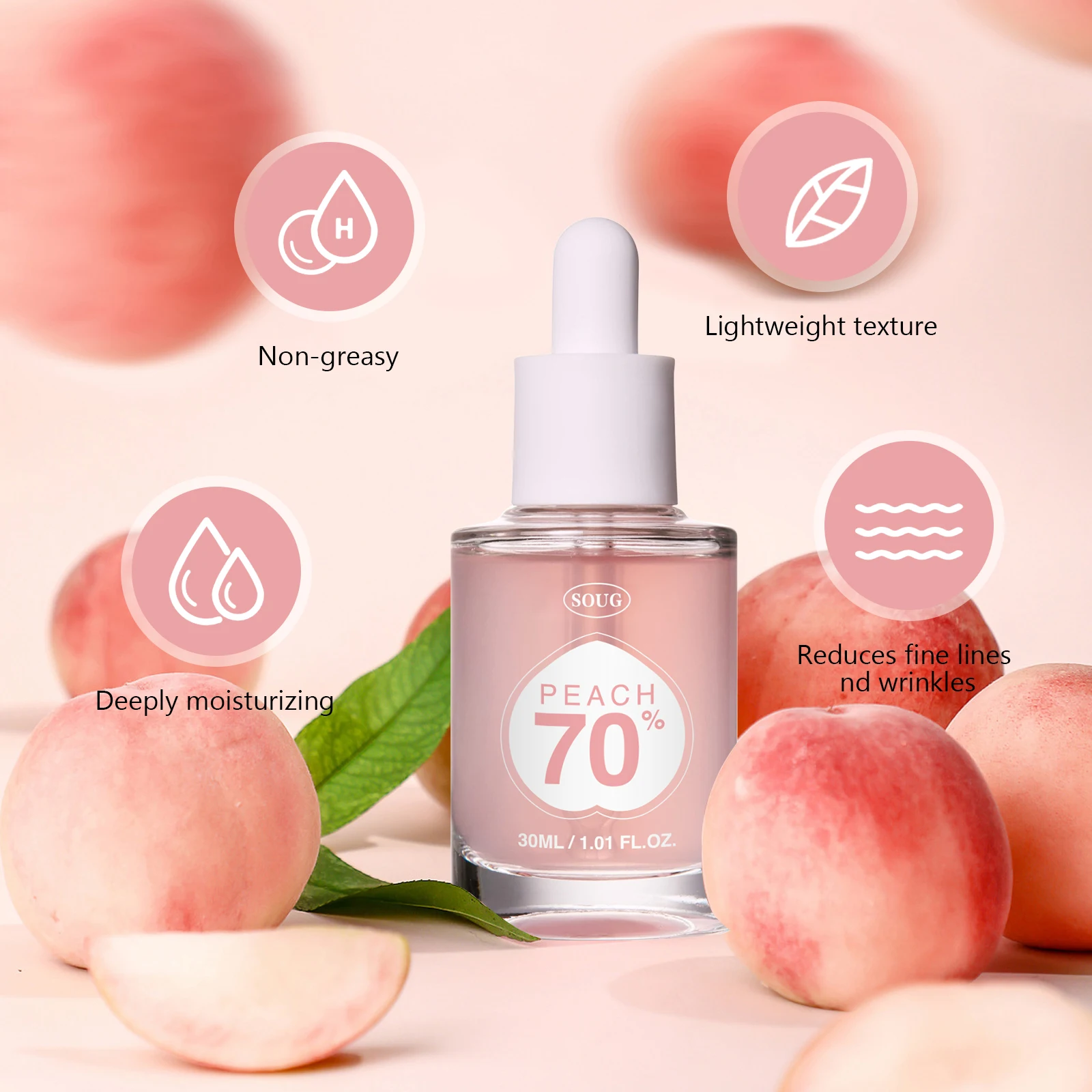 Niacinamide & HA Brightening Serum 30ml – Peach Essence Brightens, Hyaluronic Acid Plumps, Supports Even Tone & Youthful Glow