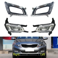 Foglamp Foglight For KIA K5 Optima 2014 2015 2016 Front Bumper Fog Light DRL Daytime Driving Lamp Cover Frame Hood Bezel