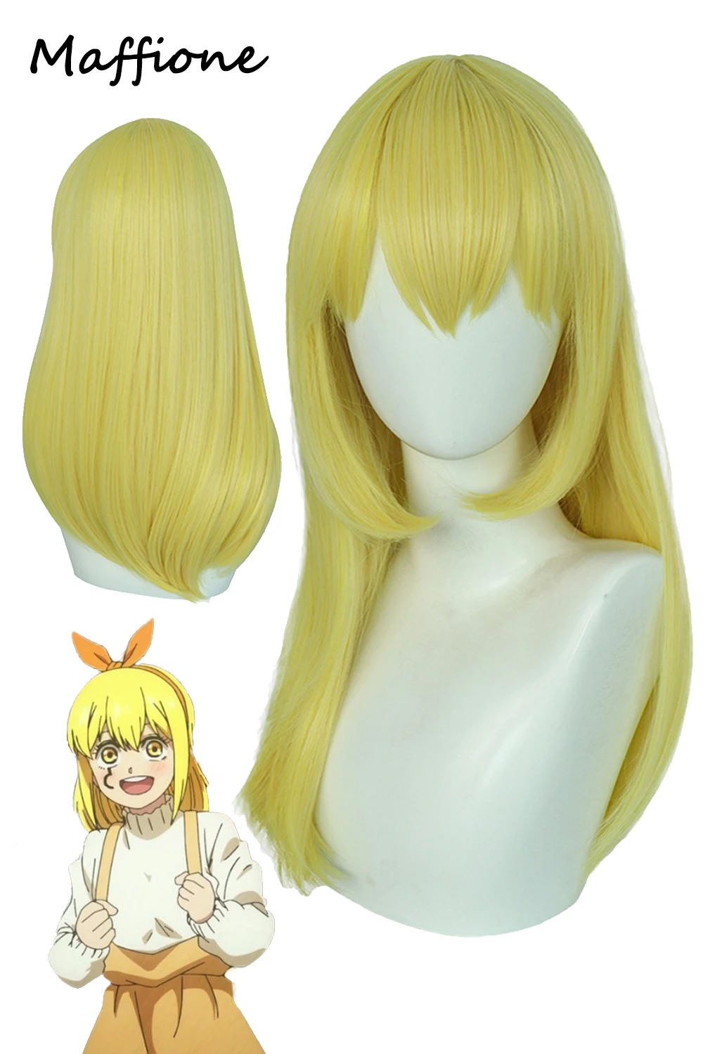 

Lemon Irvine Wigs Costume Accessories Anime Mashle Magic Muscles Cosplay Yellow Long Straight Hair Women Halloween Outfits Props