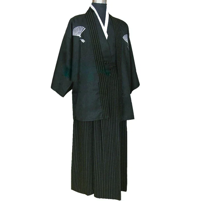 Vintage Japones Kimono Man Japanese Traditional Dress Male Yukata Stage Dance Costumes Hombres Quimono Men Samurai Clothing 89