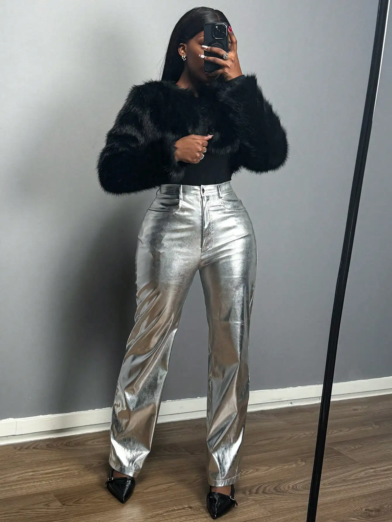 

Женский короткий пушистый кардиган с воротником-стойкой, однотонный, с отделкой из искусственного меха, уютная зимняя верхняя одежда