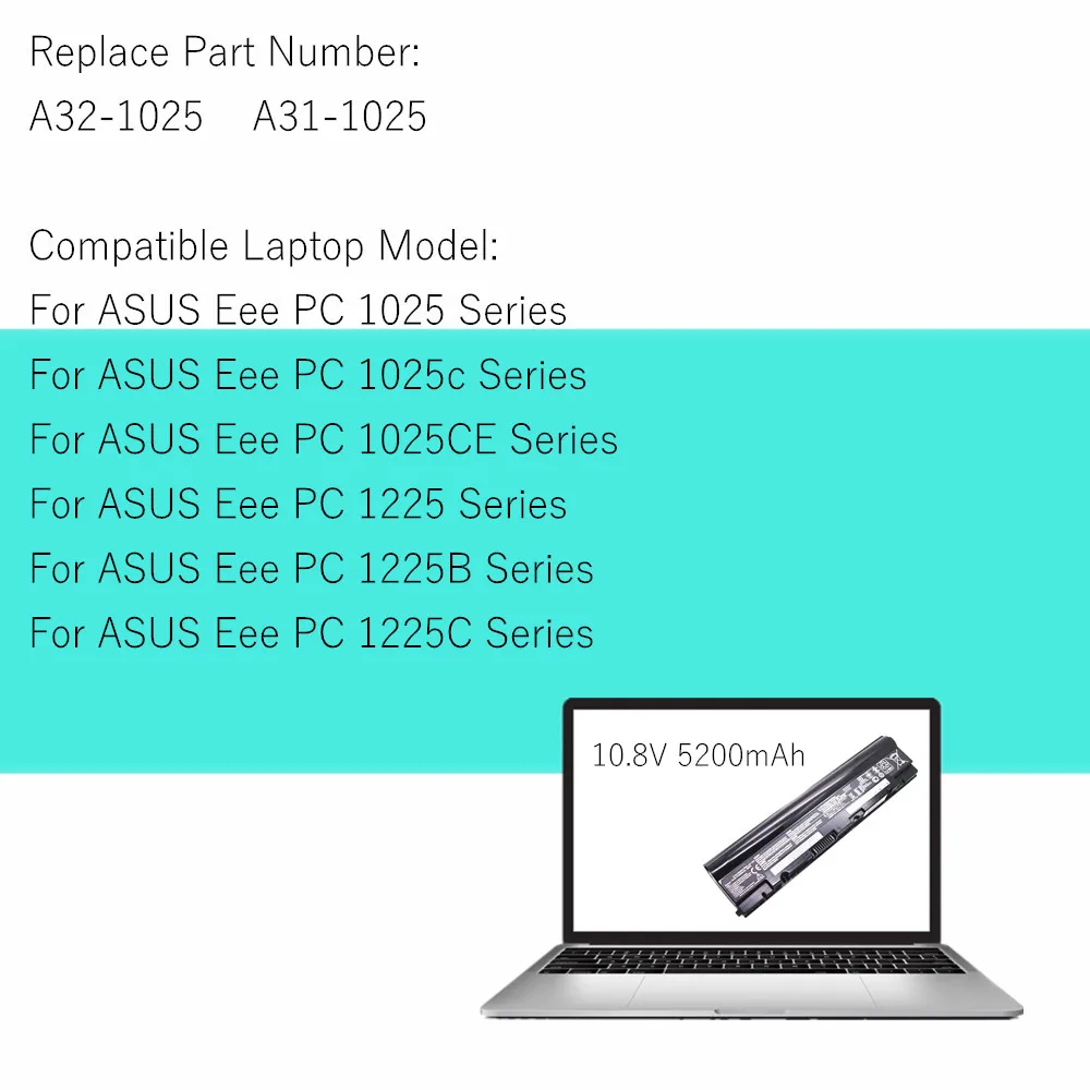 Laptop Battery A31-1025 A32-1025 For Asus For Eee PC 1025 1025C 1025CE 1225 1225B 1225C R052 R052C R052CE