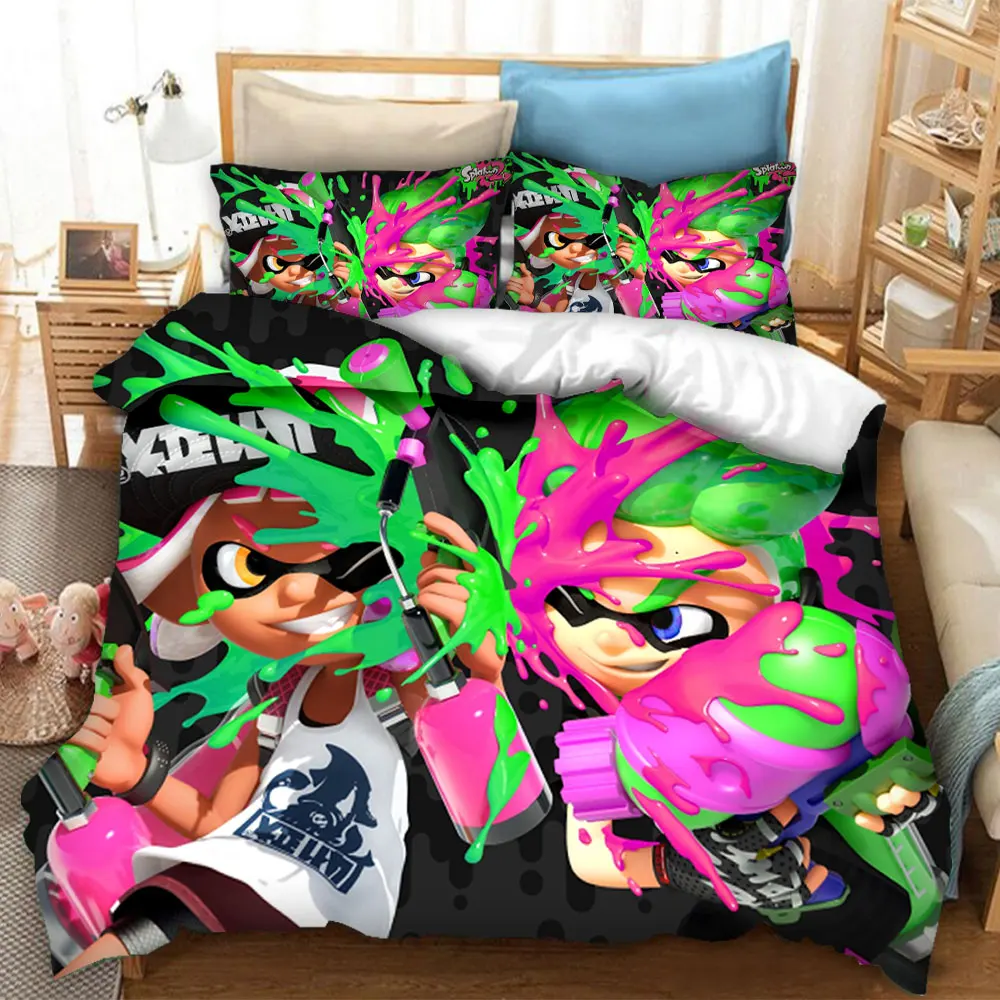 Splatoon 3d Printed Bedding Set Duvet Covers & Pillow Cases Comforter Quilt Cover (US/EU/AU Sizes)  H02