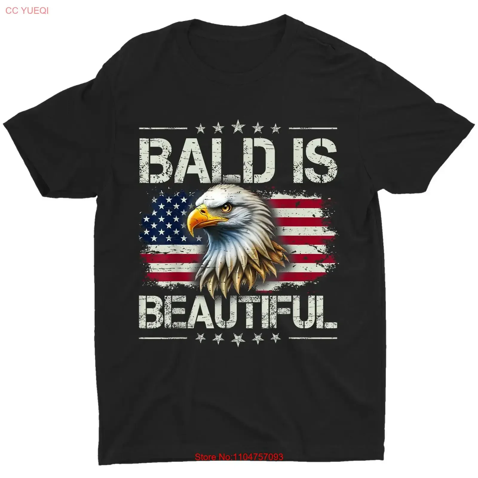 Bald Is Beautiful 4th of July Independence Day America Eagle T Shirt vintage Washed Stretched Versatile Casual Breathable