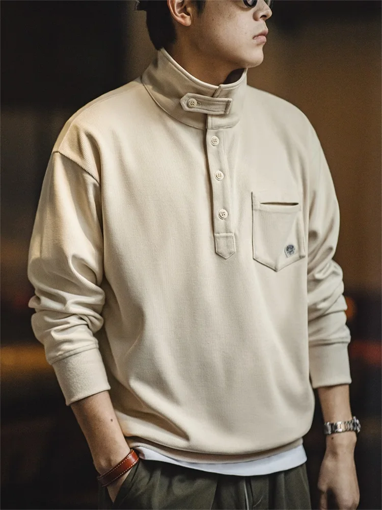 

Повседневный вязаный свитшот Maden с отложным воротником, весенний, из смесового хлопка и полиэстера