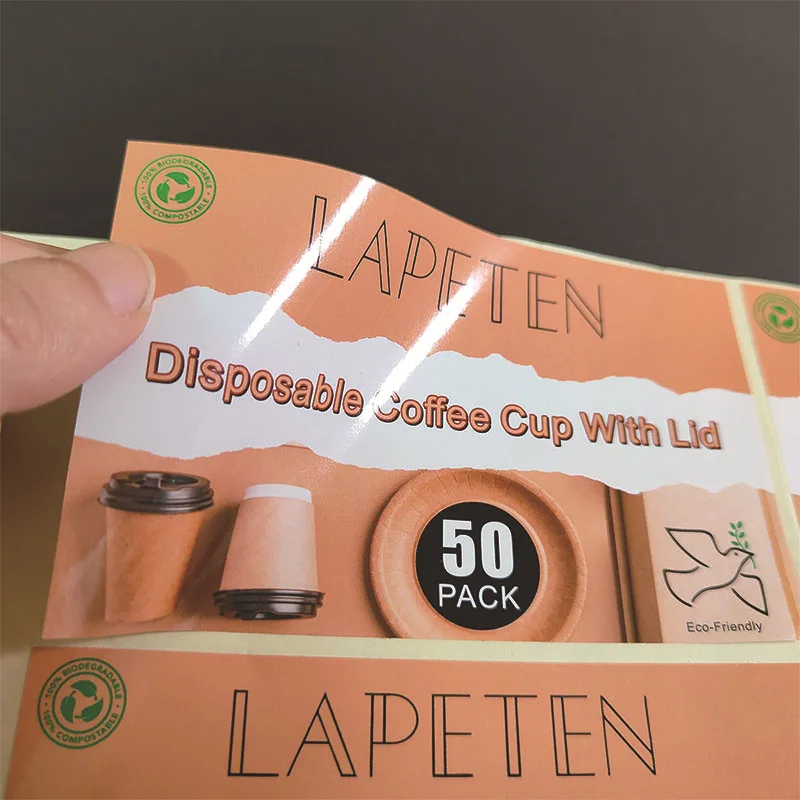Customized Glossy Paper Adhesive Coffee Packing Bag Stickers Printing Colorful Commoditiy Packaging Decoration Labels