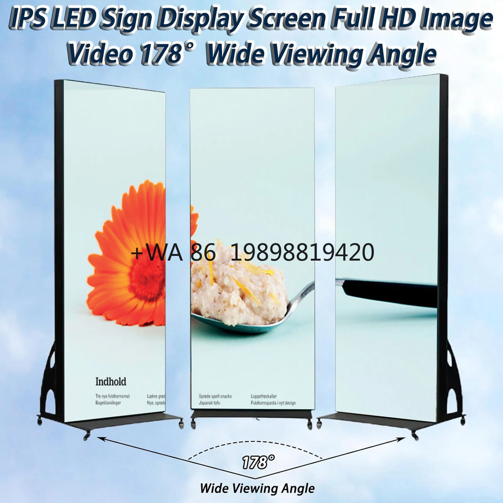 Напольный цифровой экран для рекламного светодиодного плаката Внутренний полноцветный светодиодный дисплей