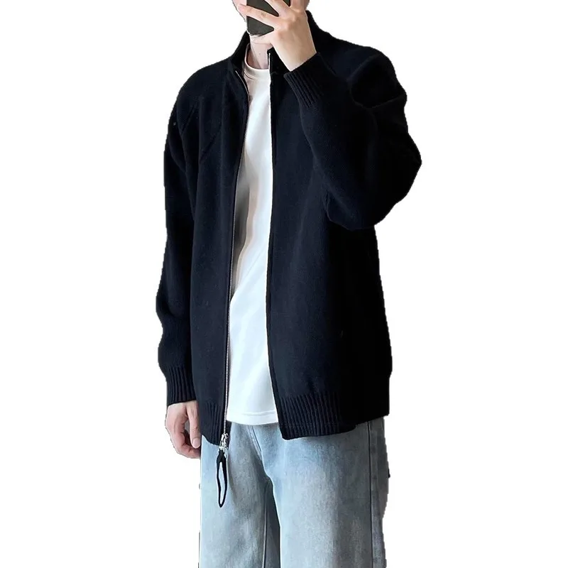 Cleanfit Solid Color Knitted Cardigan Jacket Men's 2026 Autumn Senior Sense Lazy Wind Stand-up Collar Zipper Sweater
