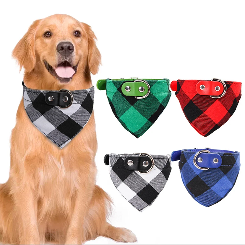 

Pet Dog Harness Leash Adjustable Collars Small Puppies Breathable Durable Safe Checked Pattern Triangular Scarf Design Fashion