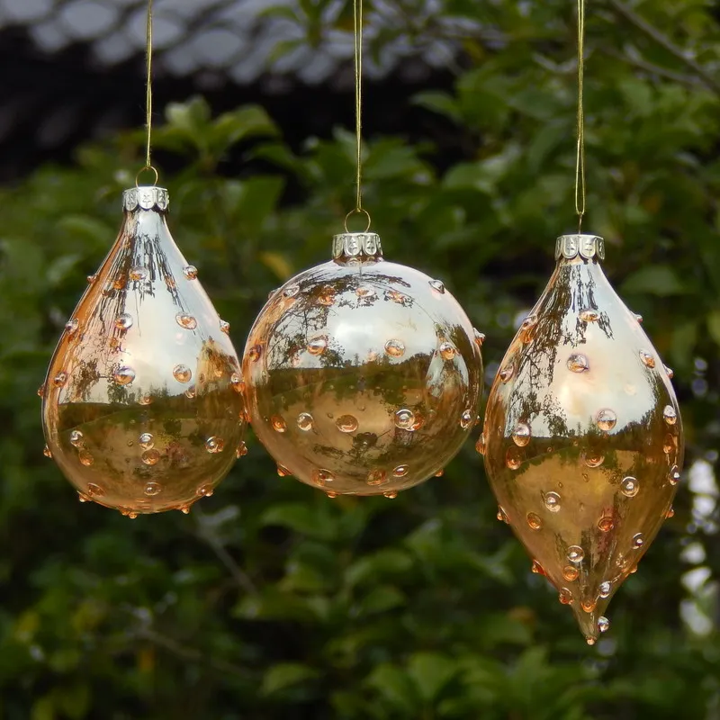 

Christmas tree decorations with golden glass balls