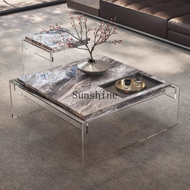 

Italian minimalist acrylic creative modern high-end luxury stone combination coffee table