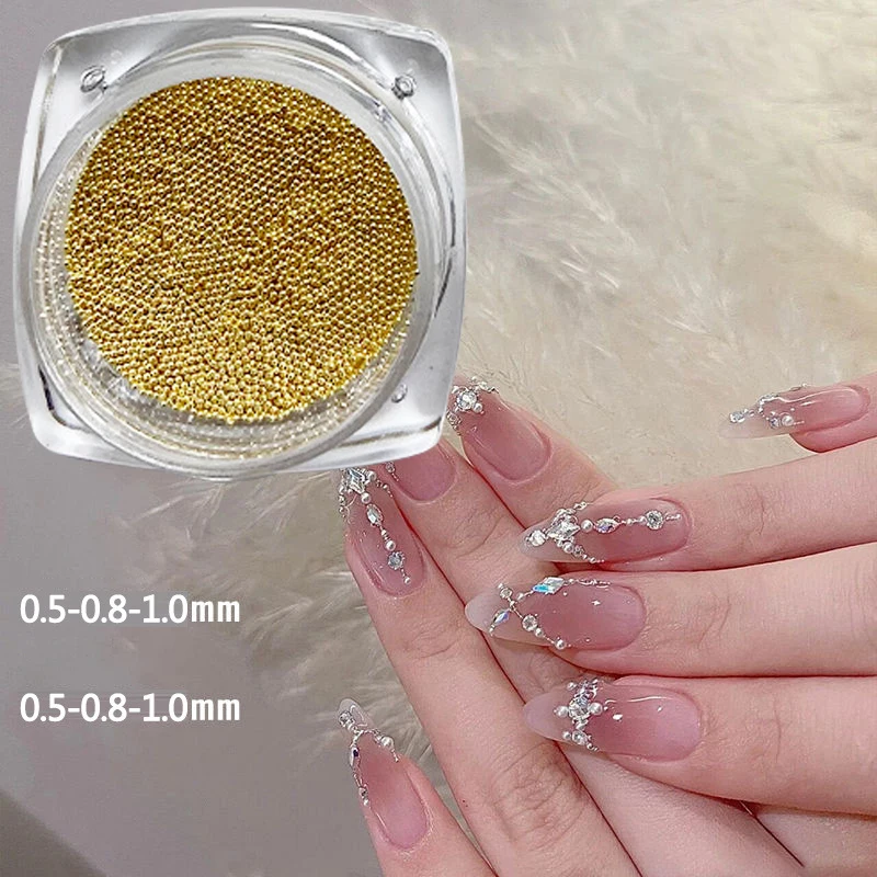 Mini boule en acier métal Micro caviars 0.4mm-1.5mm alliage Nail Art strass bijoux manucure bricolage ornements accessoires