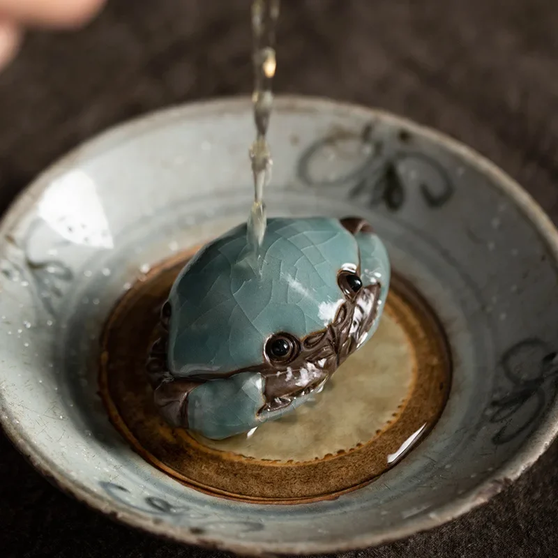 Ceramic Crab Tea Pet Ornaments Ge Kiln Hand-playing Crabs Can Raise Tea and Play Creative Tea Table Decorations
