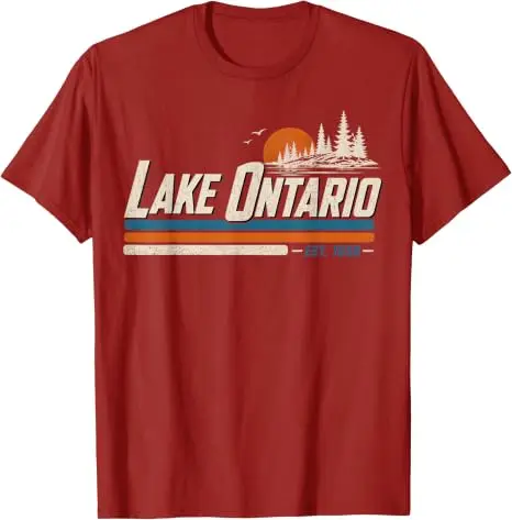 Ontariosee - Vintage Herren Damen 70er 80er Grafik Retro Lustiges T-Shirt Ontariosee Forever EST.1656 Weiches Baumwoll-T-Shirt Neuheit – Detail 8