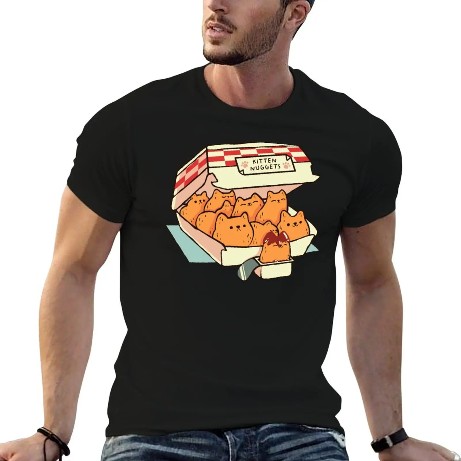 Camiseta Kitten Nuggets Fast Food Cat by Tobe Fonseca, camisetas de anime para homem, camiseta masculina lisa, camiseta casual masculina