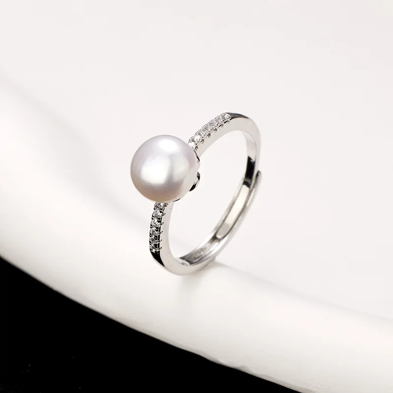 10PCS Cute Reindeer Freshwater Pearl Ring Mori Style Literary Sparkling Diamond Antler Index Finger Open Ring Christmas Gift for