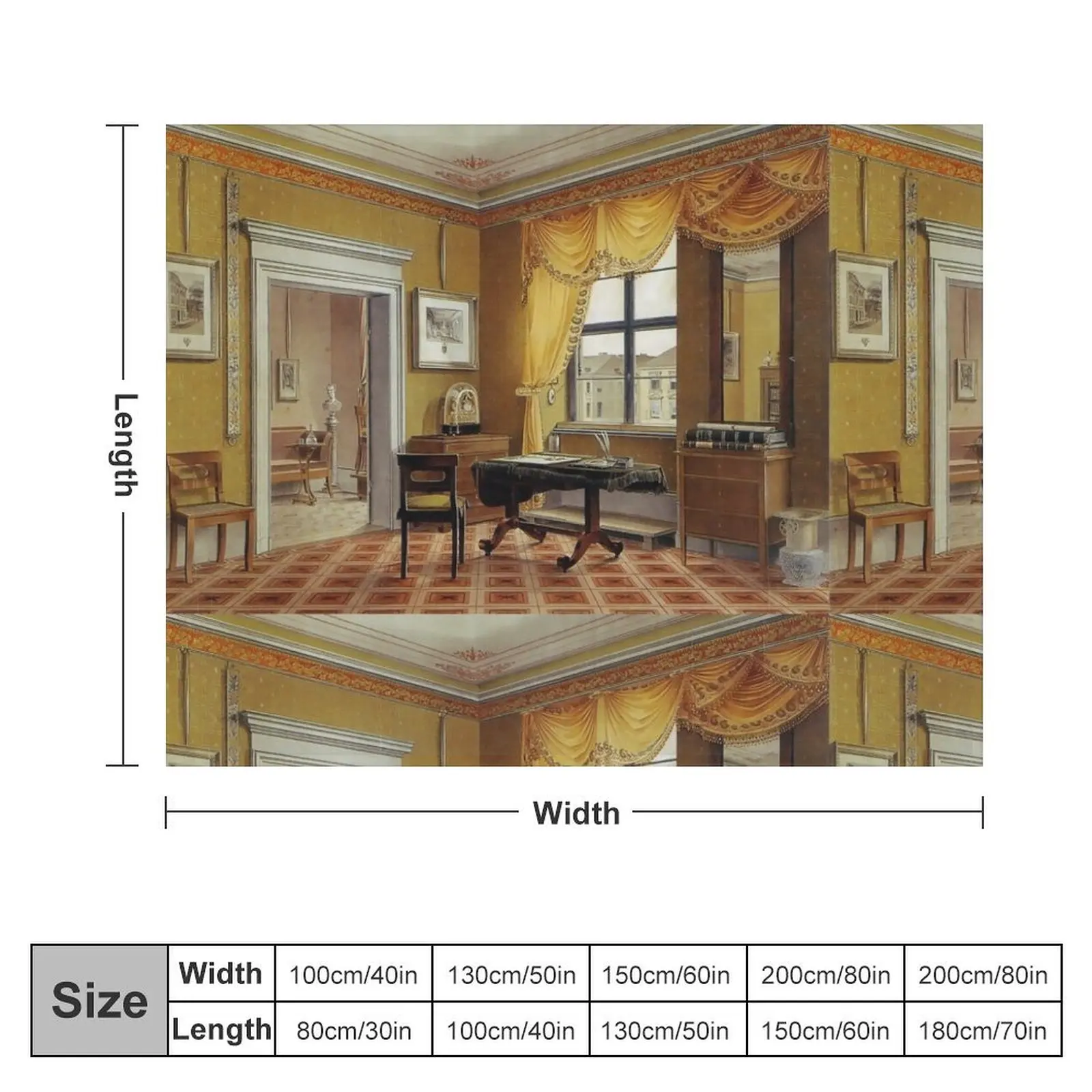 Biedermeier era Zimmerbild...Berlin, circa 1825 Throw Blanket Giant Sofa Retros Blankets